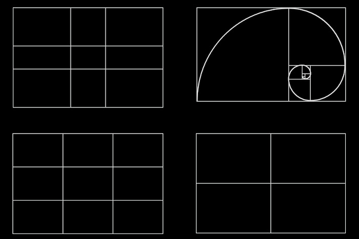 rule-of-thirds golden ratio fibonacci spiral grid examples