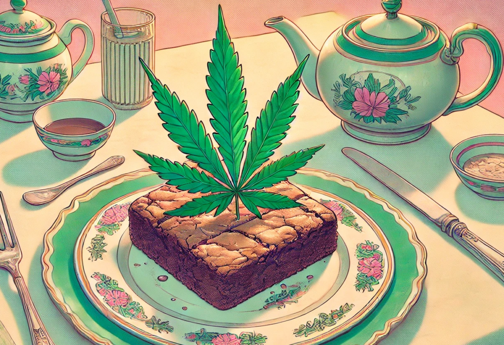 cannabis brownie on plate table